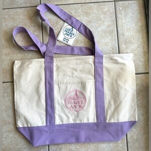 Trader Joe’s large lavender canvas tote bag